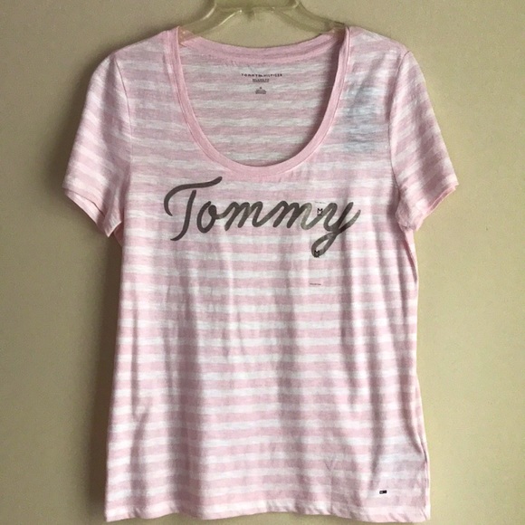 Tommy Hilfiger Cotton Logo  Stripes T- Shirt [ M ] - Picture 1 of 8